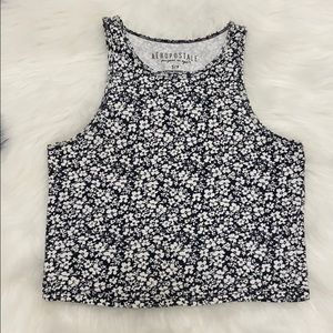 Aeropostale black with white flower crop top